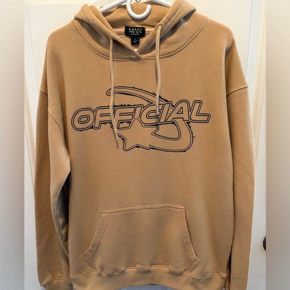 Men’s Boo-Hoo Man Tan Hoodie with Graphic Logo